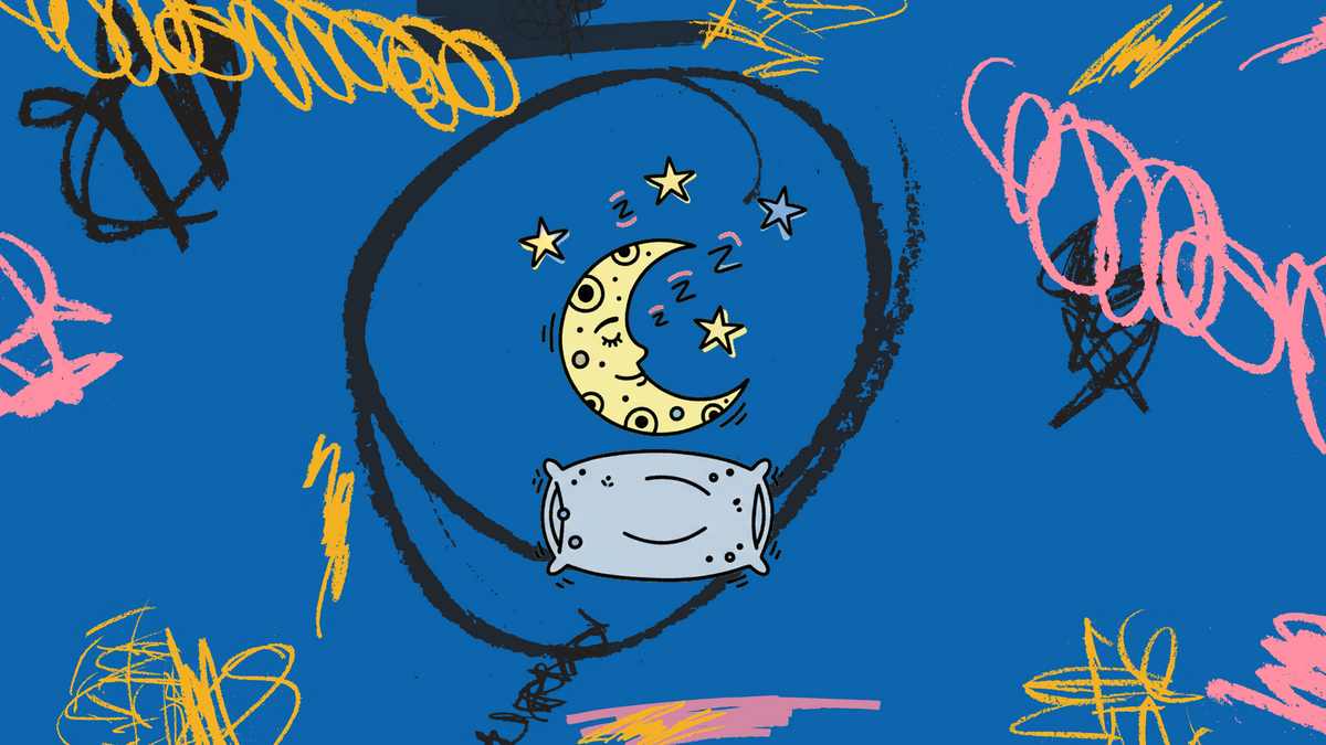 ADHD Sleep: Why Your Brain Won't Shut Off (And What Actually Helps) — illustrated brand hero