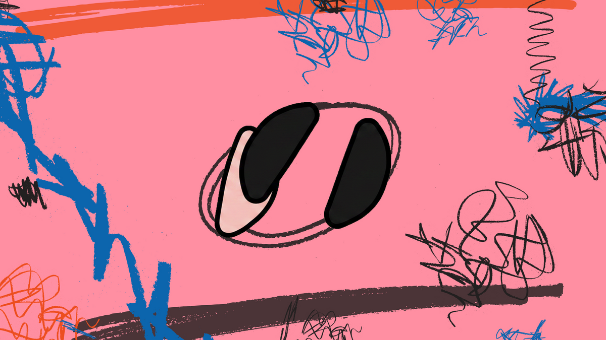 Hand-drawn GOGHINI doodle of a pair of black adhesive nose pads