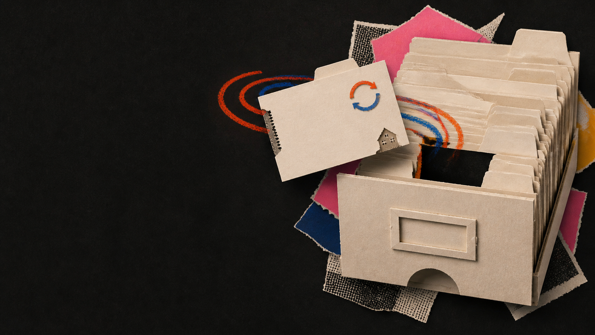 A tactile paper archive returning a misfiled memory card to its place