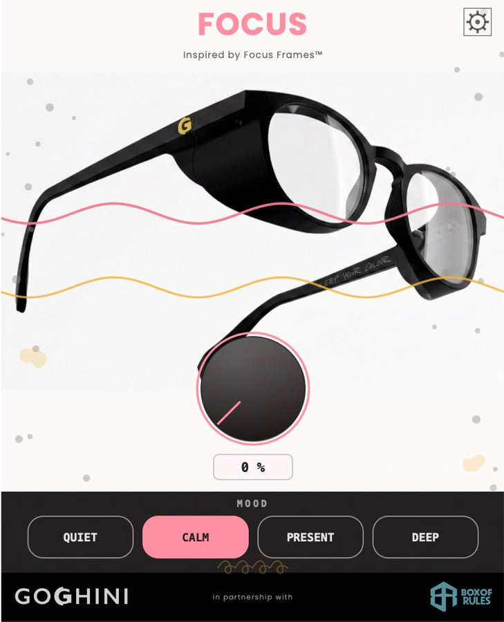 The Focus plugin editor: the Focus Frames product shot with the REMOVE PERIPHERALS dial at zero and the four MOOD buttons below