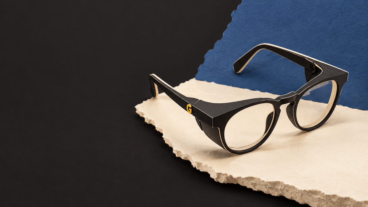 Paper interpretation of Focus Frames with their distinctive side shields, with black title space.