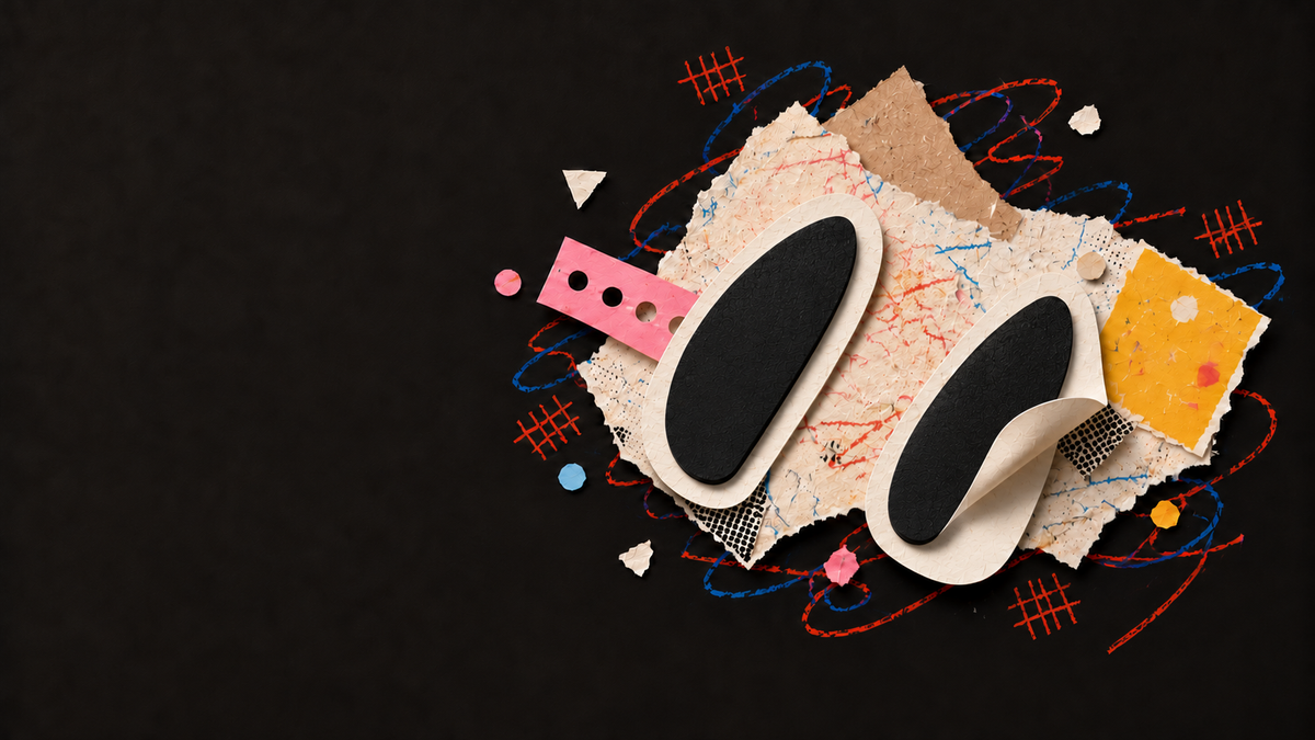 Paper illustration of two black adhesive nose pads with peel-off backing.