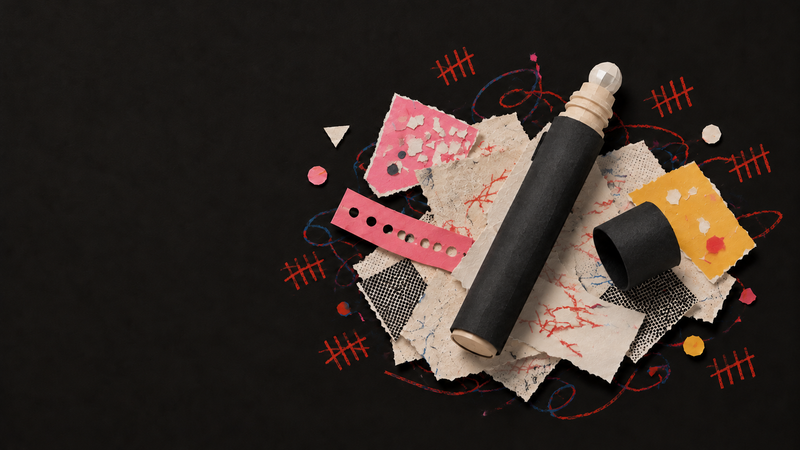 Paper illustration of the slim Focus Oil roll-on with its cap removed.