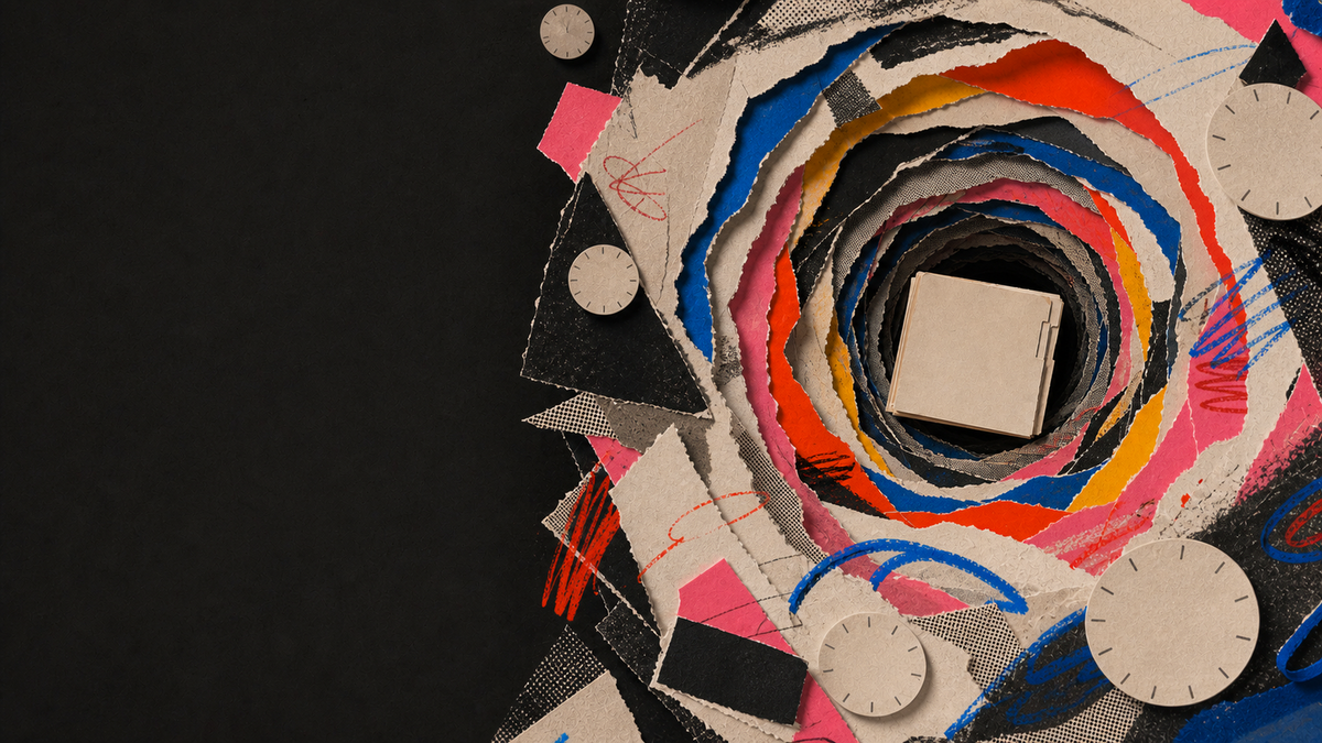 Tactile paper collage illustrating ADHD Hyperfocus: What It Actually Is and How to Work With It