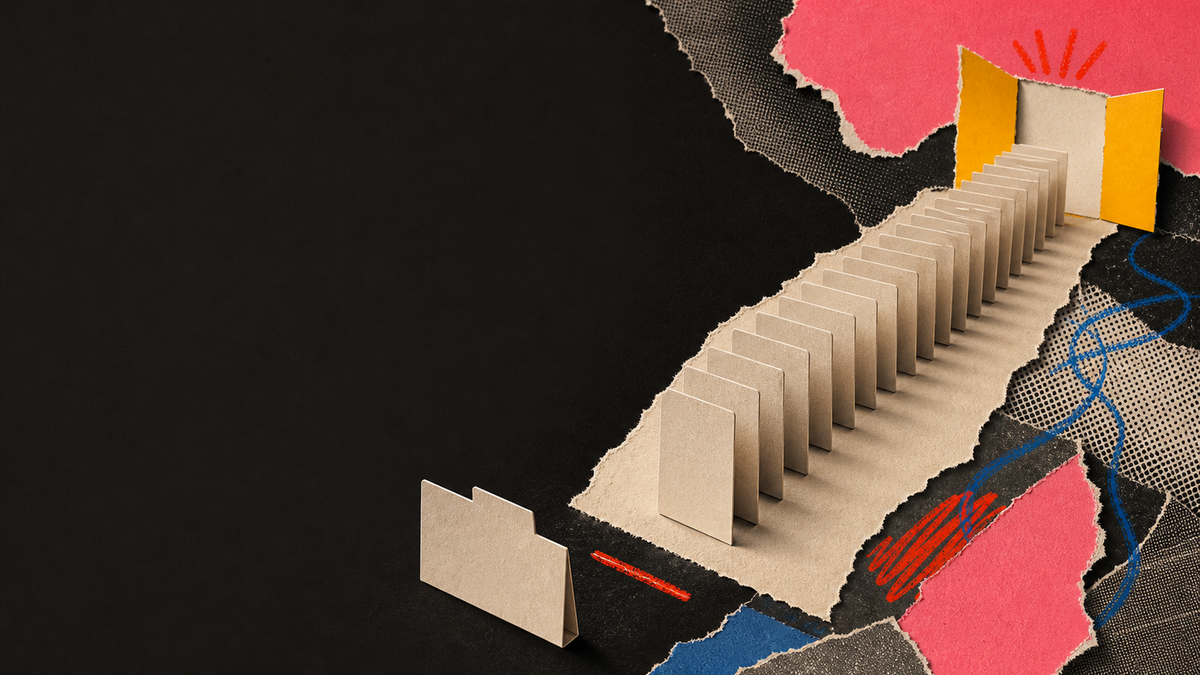 Tactile paper collage illustrating ADHD Procrastination: When Your Brain Can't Bridge Intention and Action