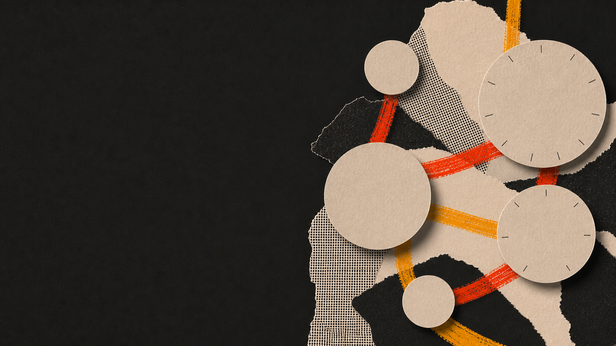 Tactile paper collage illustrating ADHD Time Management: Why Clocks Don't Work (And What Does)